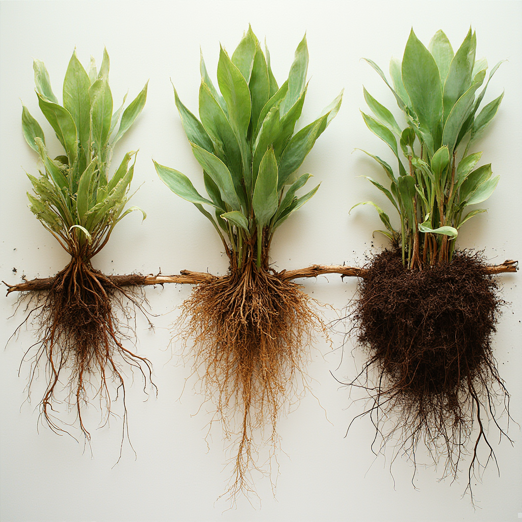 Porównanie systemów korzeniowych Aeonium undulatum w różnych podłożach: keramzyt, mieszanka kokosowa, ziemia ogrodowa