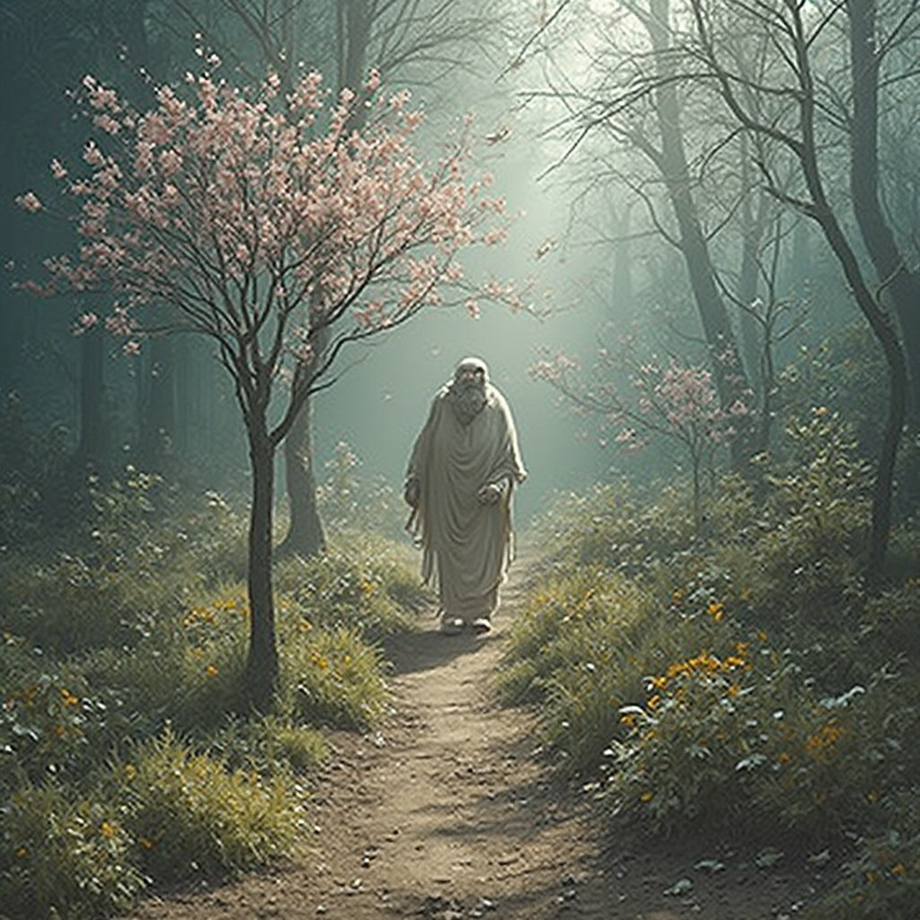 Nowoczesna aranżacja z gruboszem drzewiastym uformowanym jako bonsai na drewnianym stojaku, w tle geometryczne tapety w odcieniach szarości