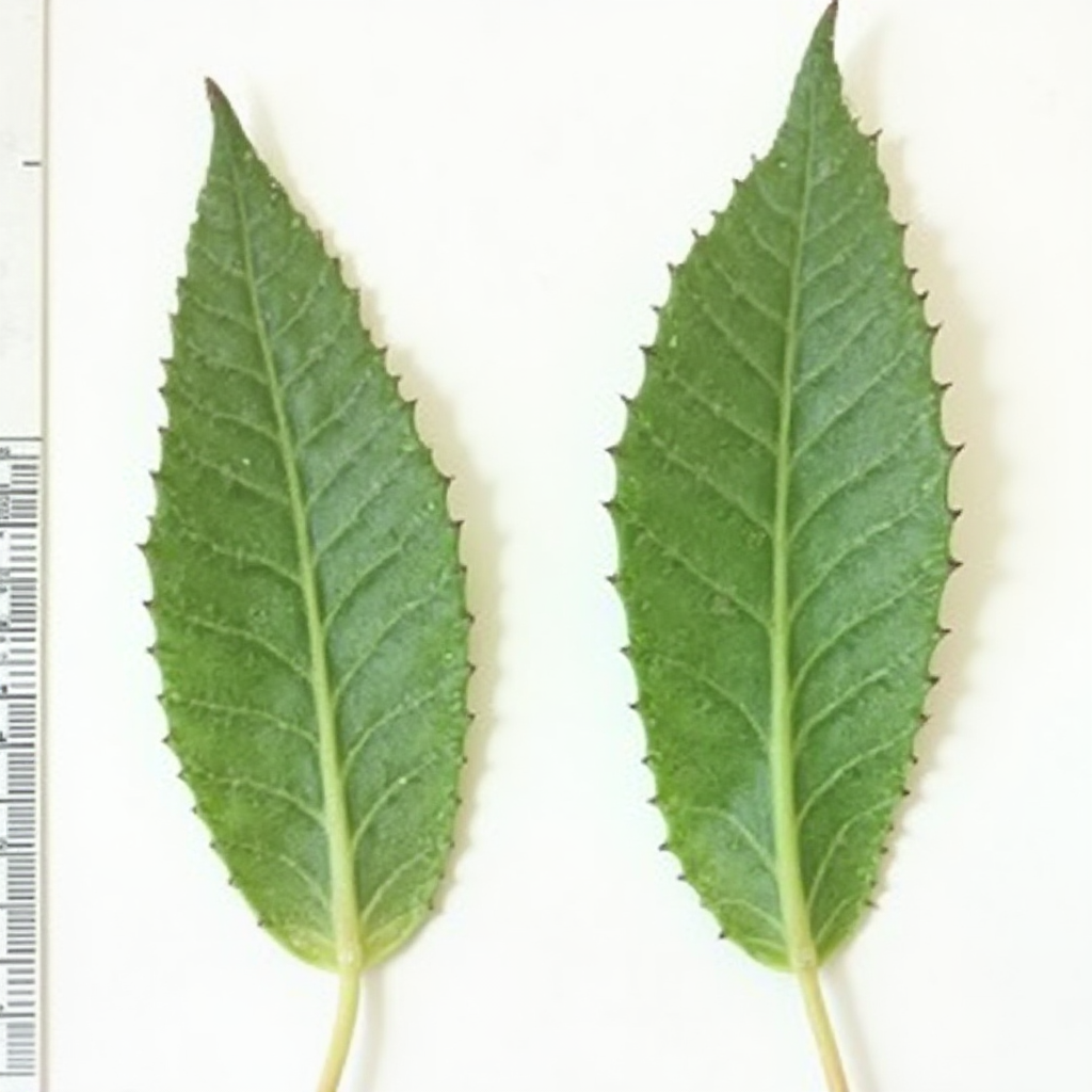 Porównanie liści Haworthia attenuata i Aloe vera, widoczne różnice w kształcie i wzorze, zdjęcie wykonane na białym tle z linijką wskazującą rozmiar