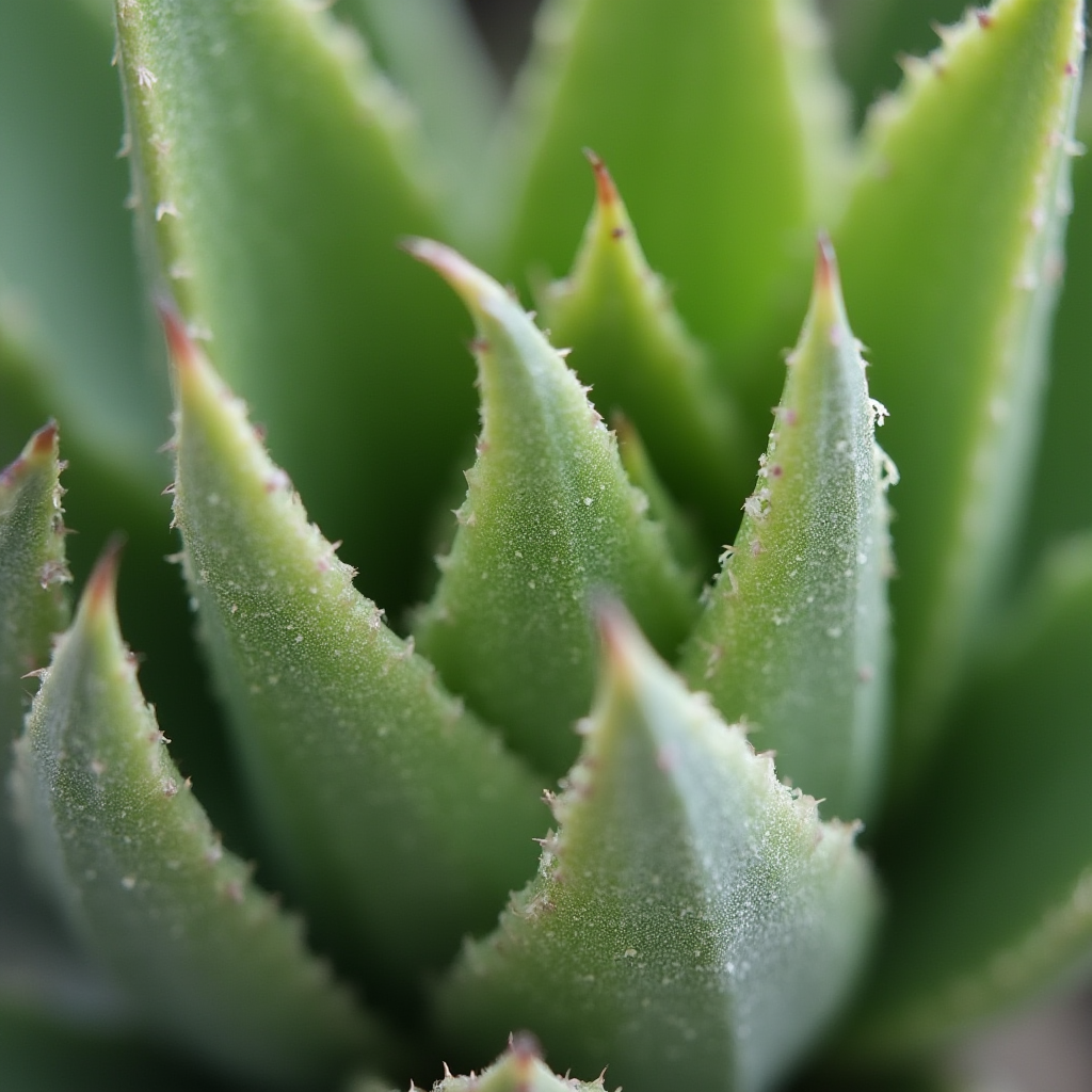Haworsja prążkowana (Haworthia limifolia) ze śladami kontrolowanych nacięć na liściach stymulujących rozrost. Kadr: zbliżenie na mechaniczne uszkodzenia prowadzące do tworzenia nowych rozet.