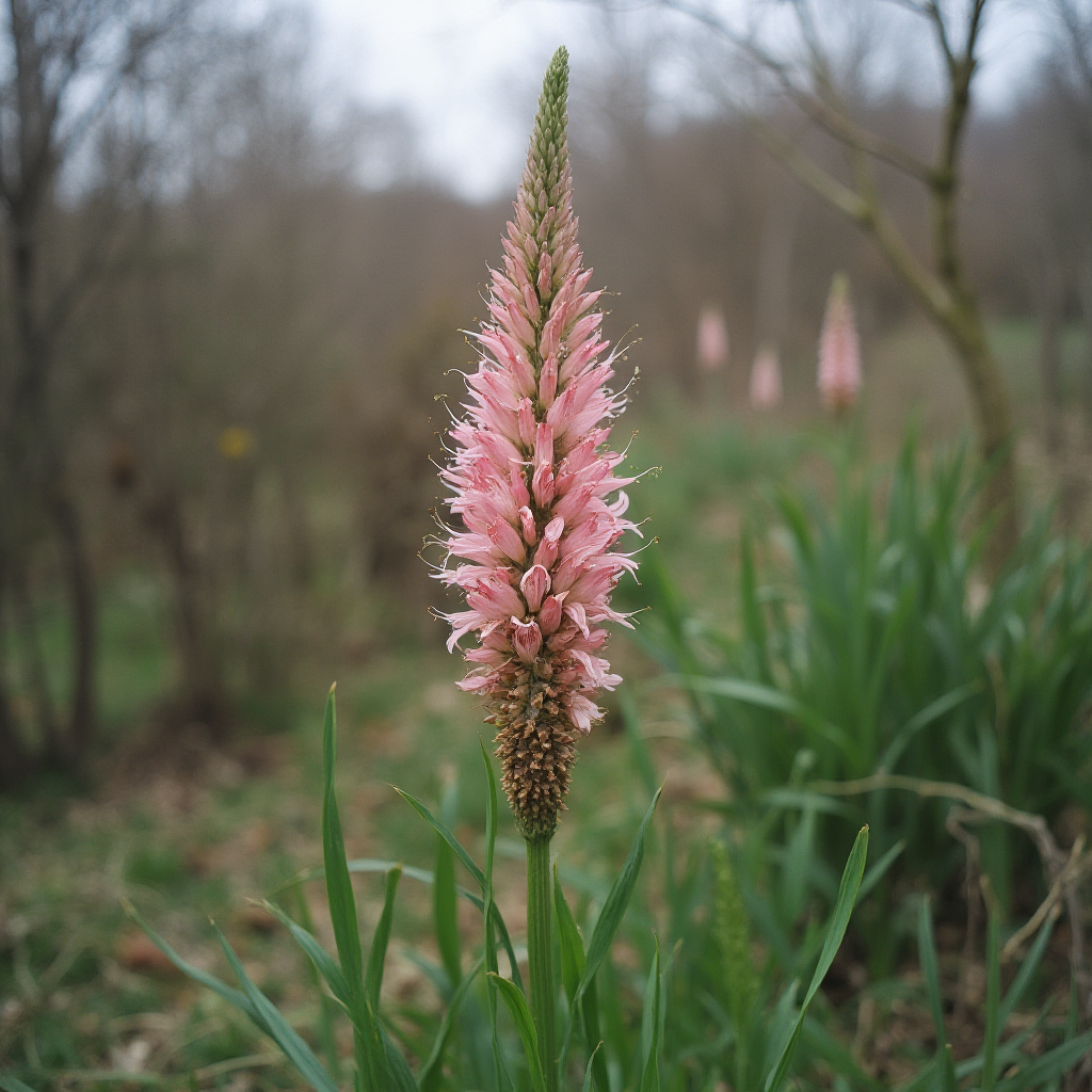 Dojrzała Haworsja trójzębna z pędem kwiatowym sięgającym 50 cm wysokości, na tle ogrodu zimowego
