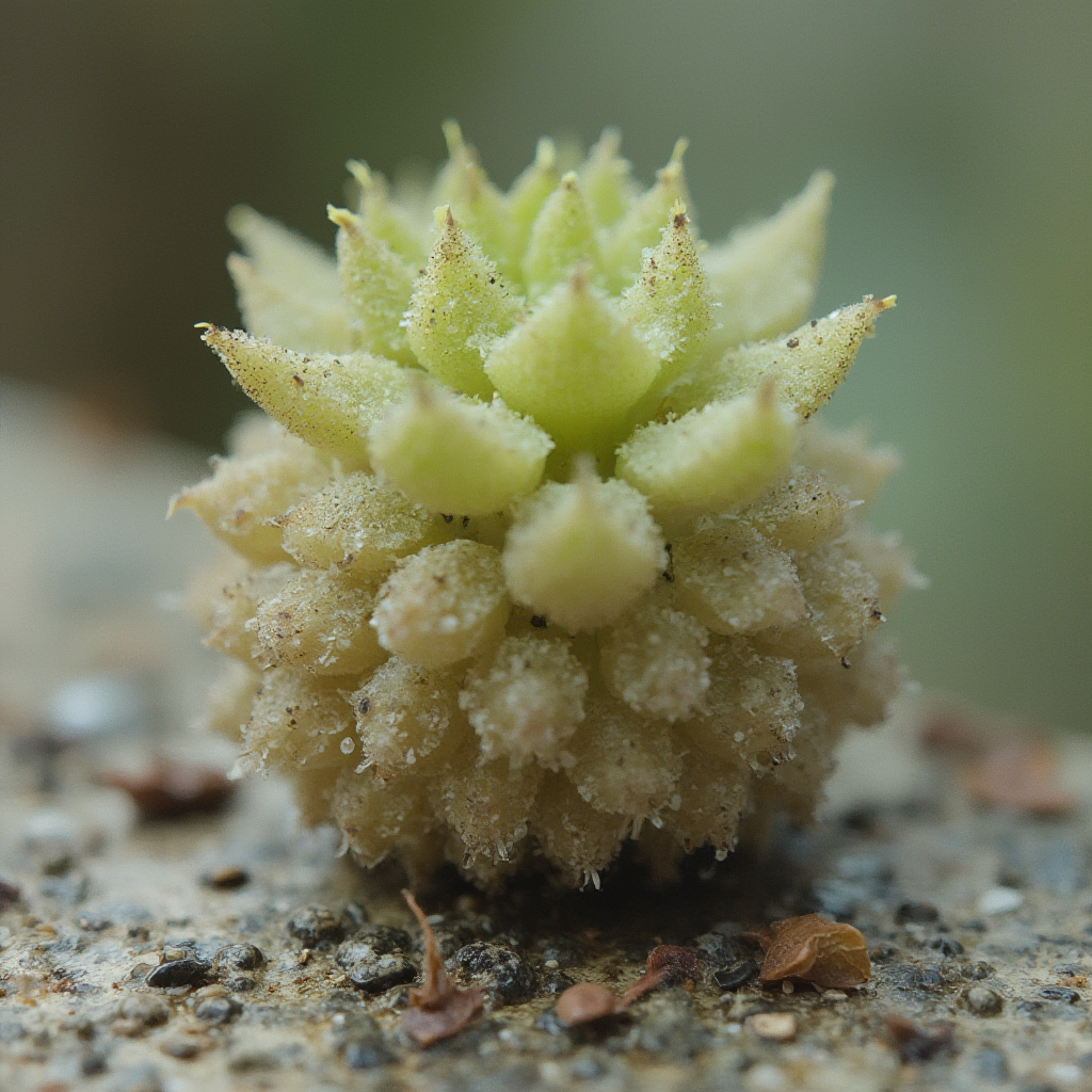 Chory egzemplarz Lithops hookeri z objawami przelania: przeźroczyste, wiotkie liście na tle zdrowej rośliny